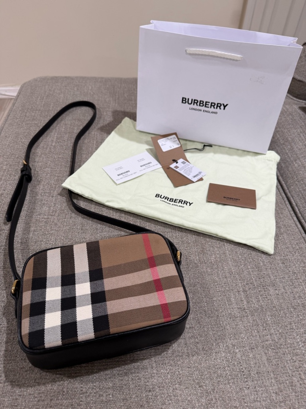 Burberry Small Black Leather Camera Crossbody Bag